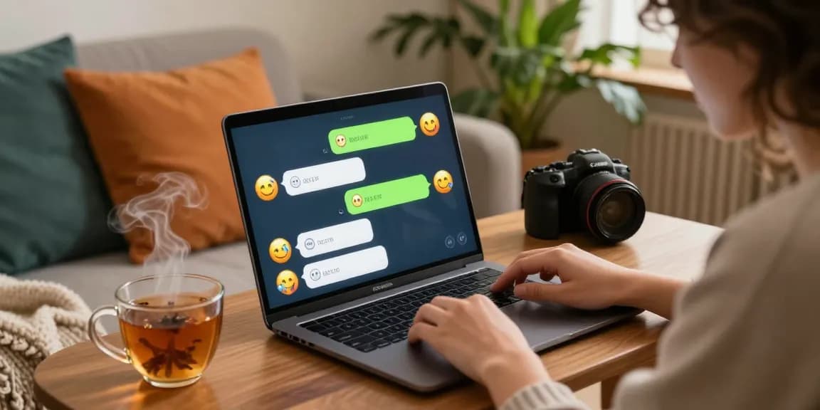 Engaging ai porn chat session on a cozy laptop setup with warm ambiance.