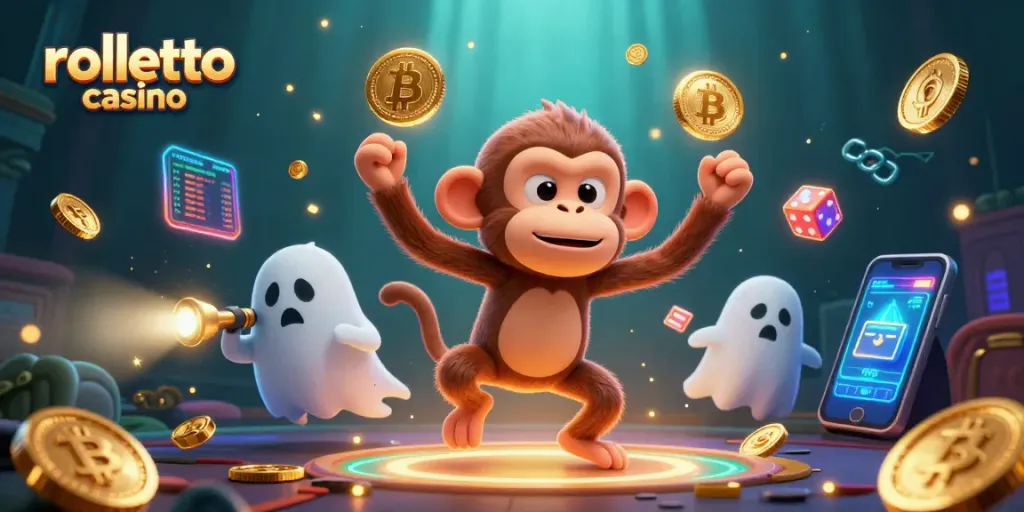 Experience thrilling gameplay at rolletto casino, where a poltergeist monkey juggles crypto treasures.