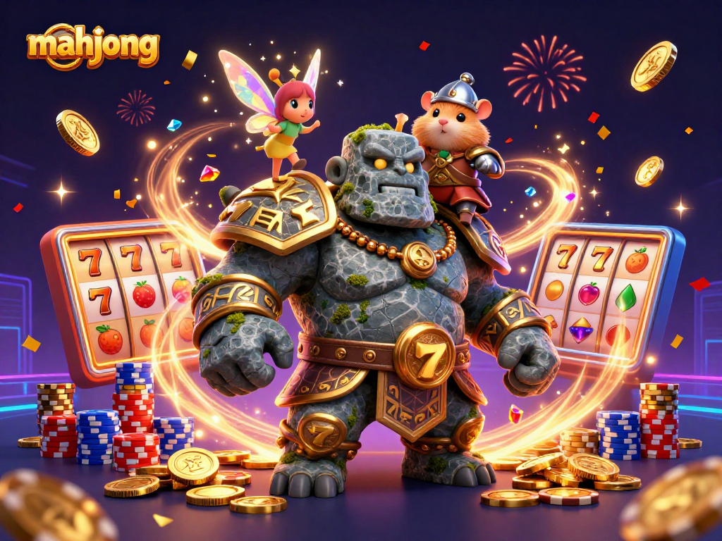 Spin the reels while playing mahjong and celebrate wins amid dazzling casino elements and characters.