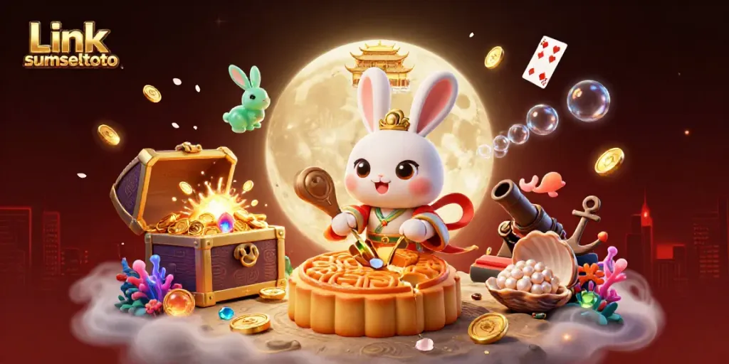 Link sumseltoto showcases a vibrant moon rabbit illustration, symbolizing casino excitement.