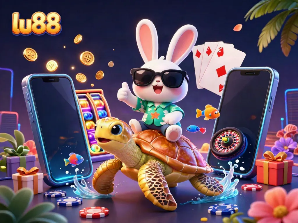 Experience thrilling gameplay at lu88 with our lucky rabbit and golden sea turtle casino scene.