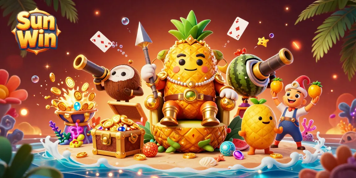 Experience vibrant moments with Sun Win's golden pineapple king and dynamic casino elements.